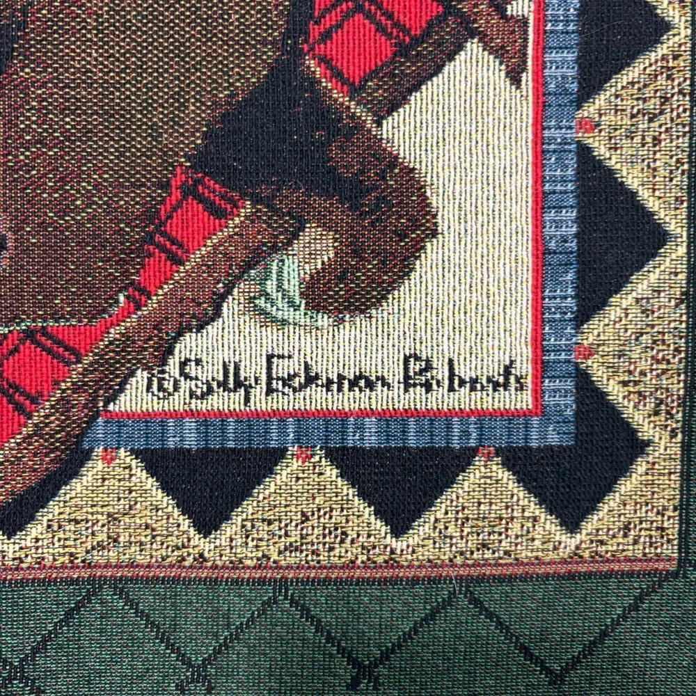 Sally Eckman Roberts Winter Brown Bear Cabin Tapestry Placemat Decor